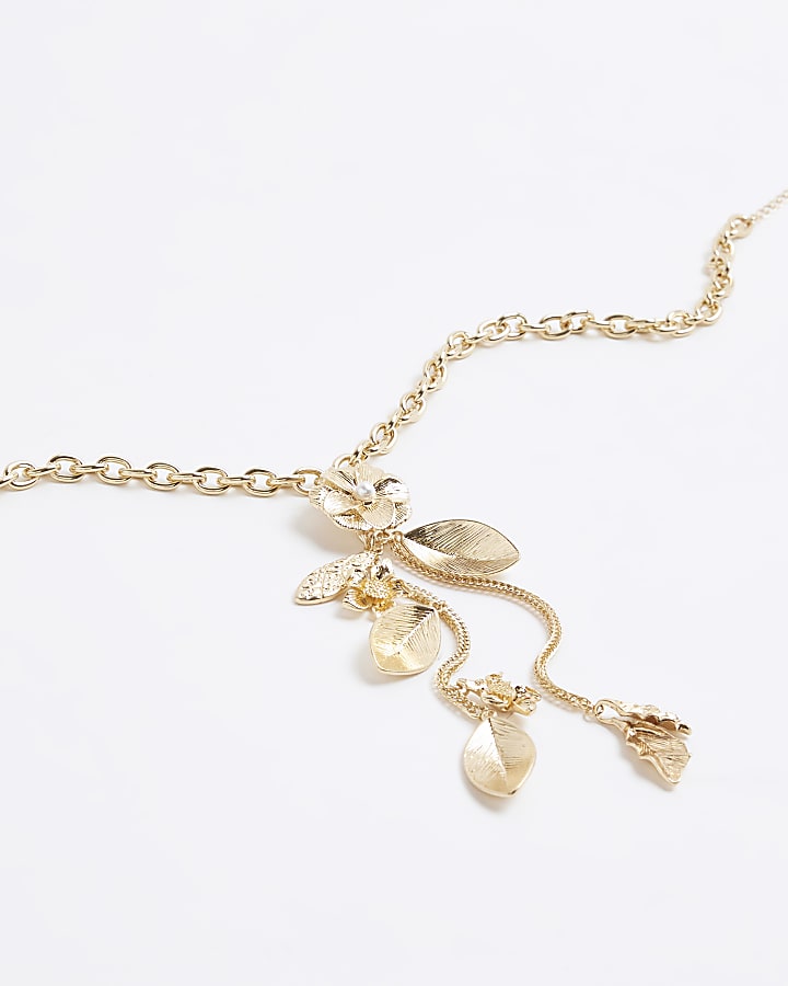 Gold Floral Cluster Necklace