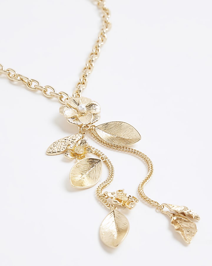 Gold Floral Cluster Necklace