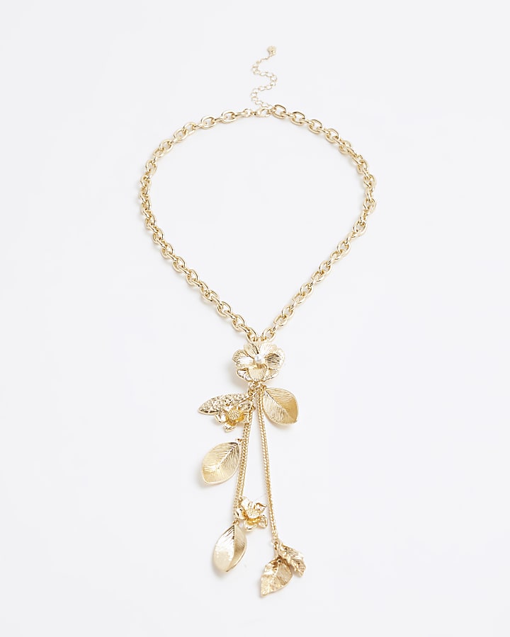 Gold Floral Cluster Necklace