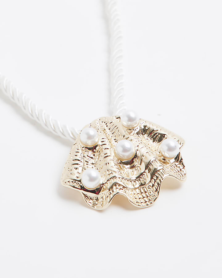 White Shell Cord Necklace