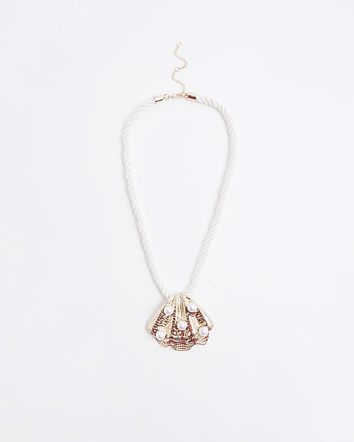 White Shell Cord Necklace