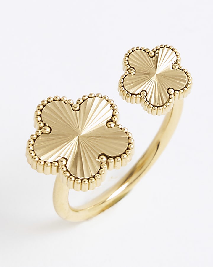 Gold Double Flower Ring