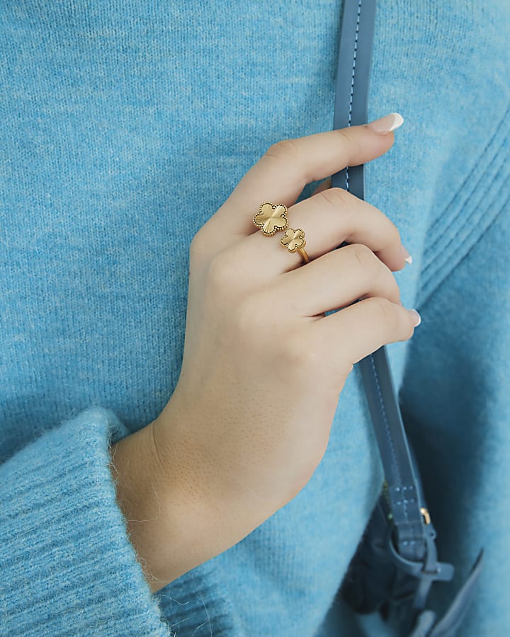 Gold Double Flower Ring