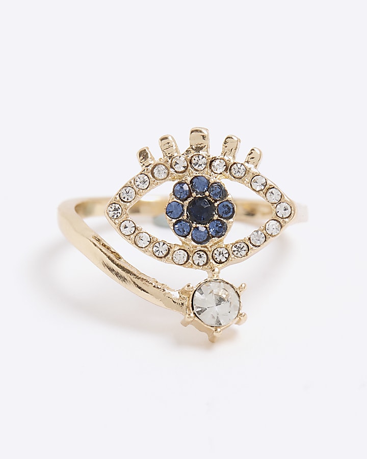 Gold Evil Eye Wrap Ring