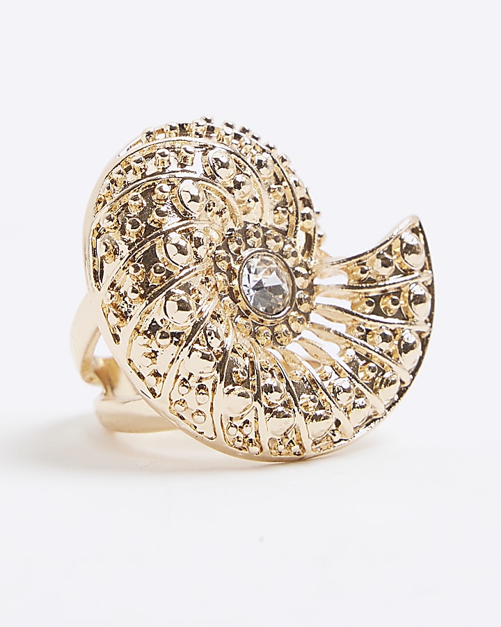 Gold Large Shell Ring