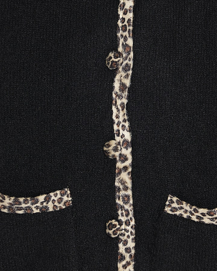 Black Leopard Trim Cardigan