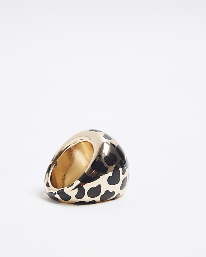 Gold Leopard Print Dome Ring