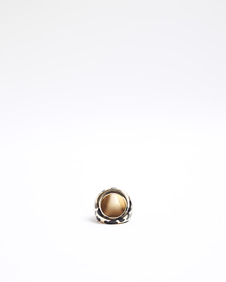 Gold Leopard Print Dome Ring