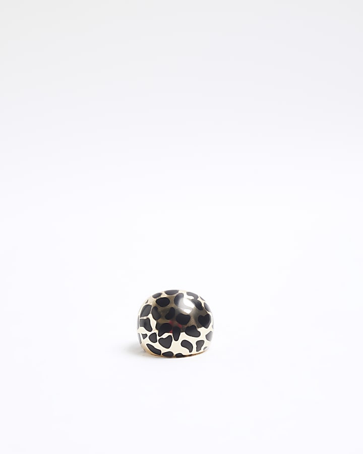 Gold Leopard Print Dome Ring