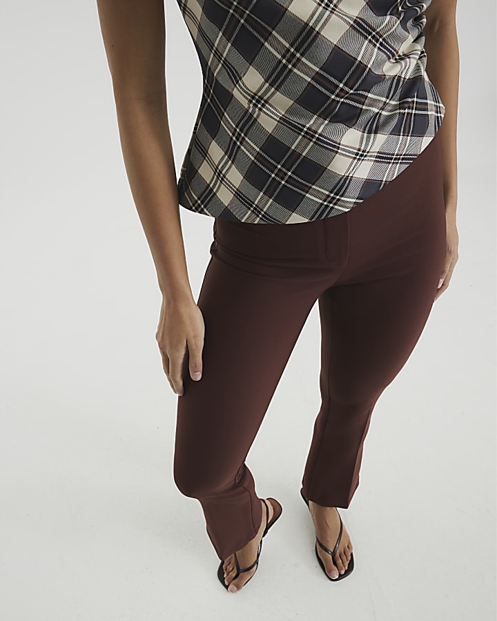 Brown Skinny Flared Trousers