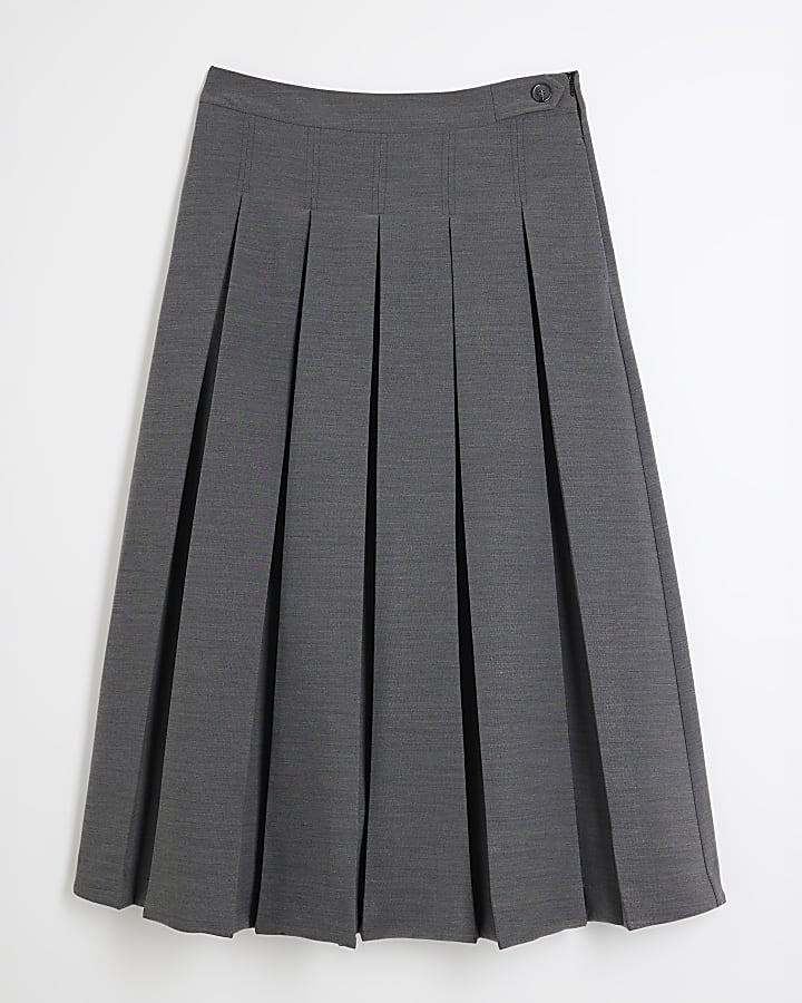 Grey Pleated Maxi Skirt