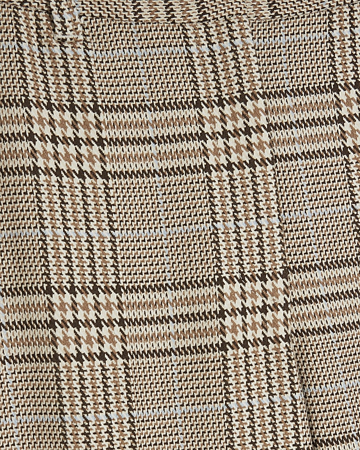 Brown Check Flared Trousers