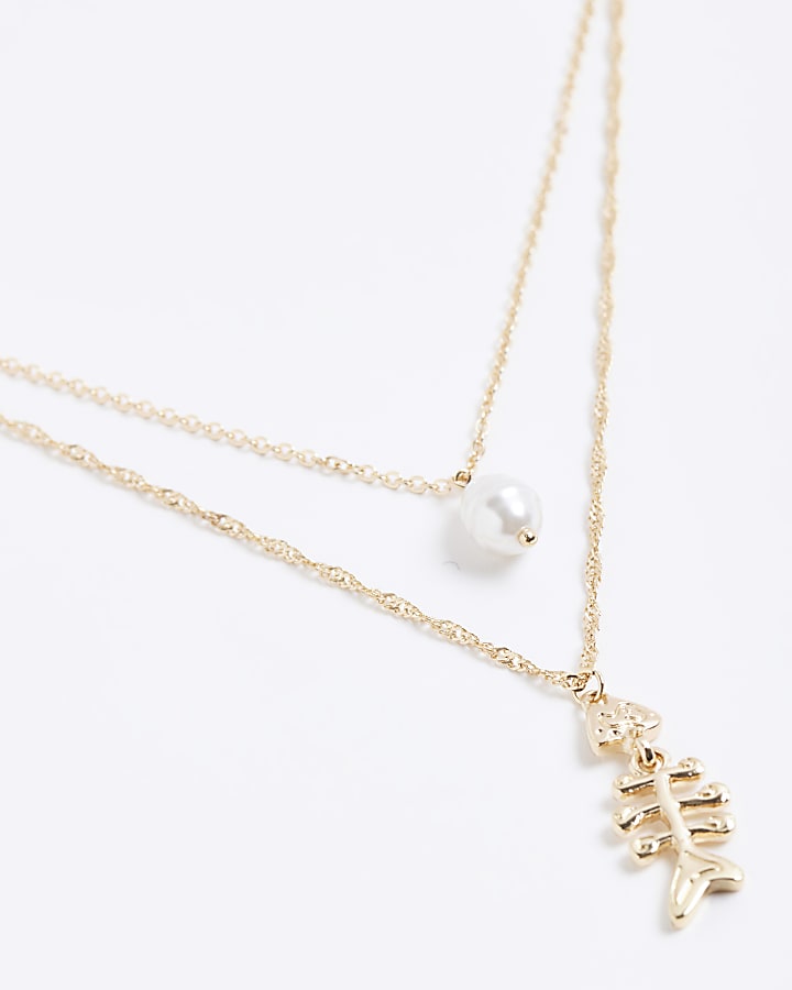 Gold Layered Fish Pearl Necklace