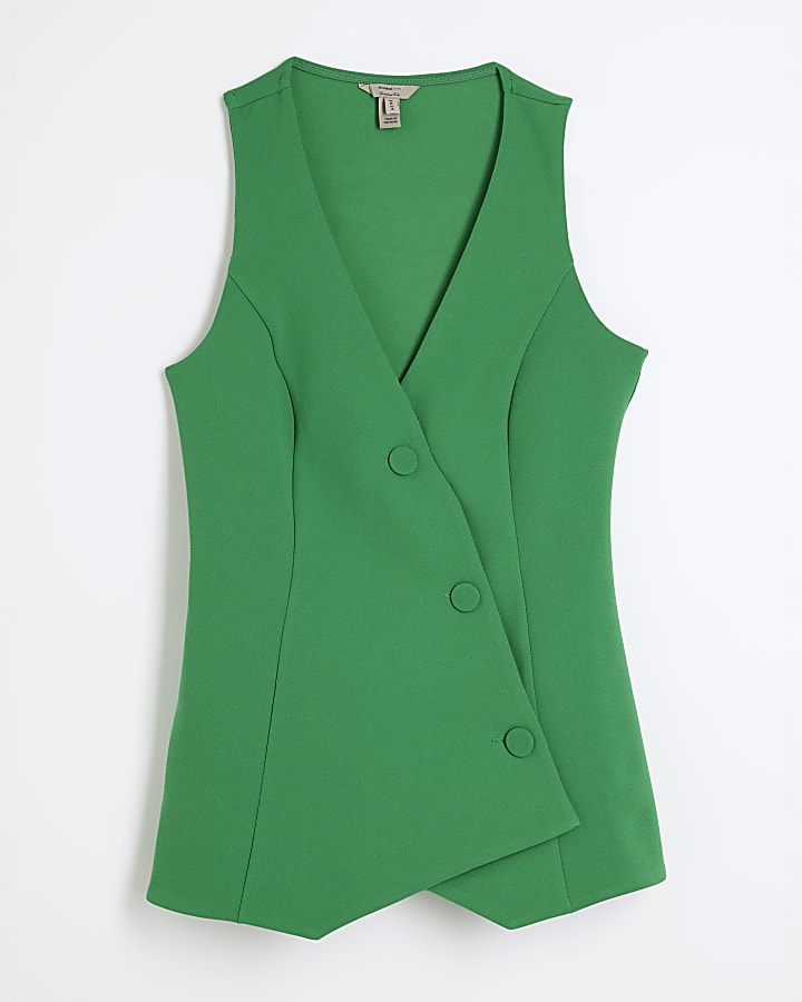 Green Asymmetric Waistcoat