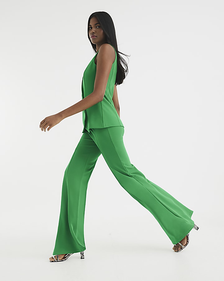 Green Wide Flare Trousers