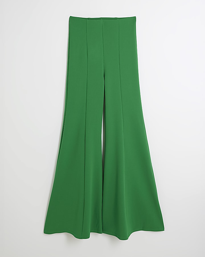 Green Wide Flare Trousers