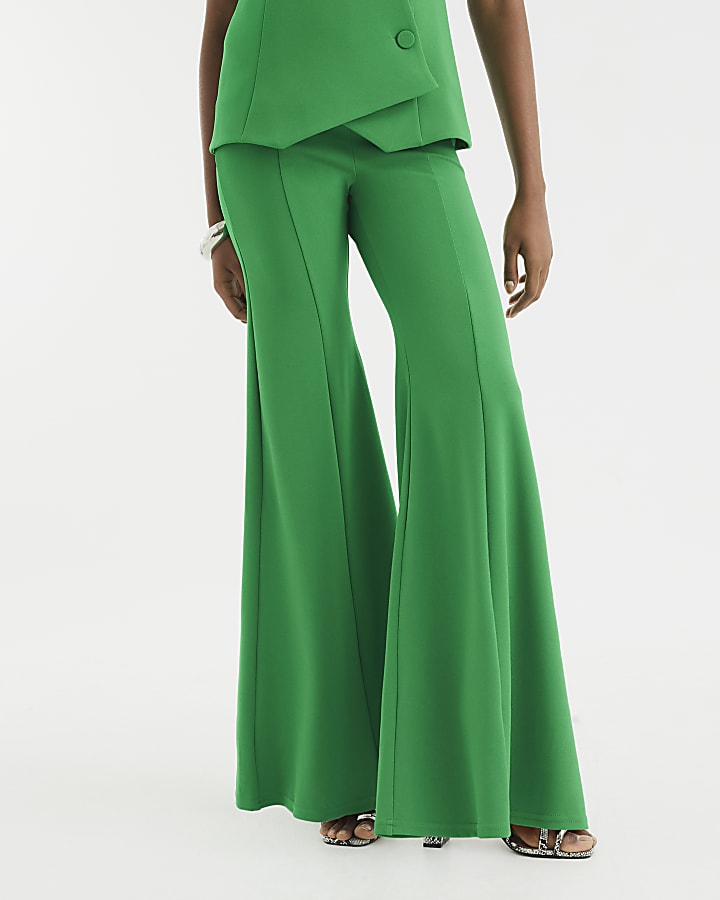 Green Wide Flare Trousers