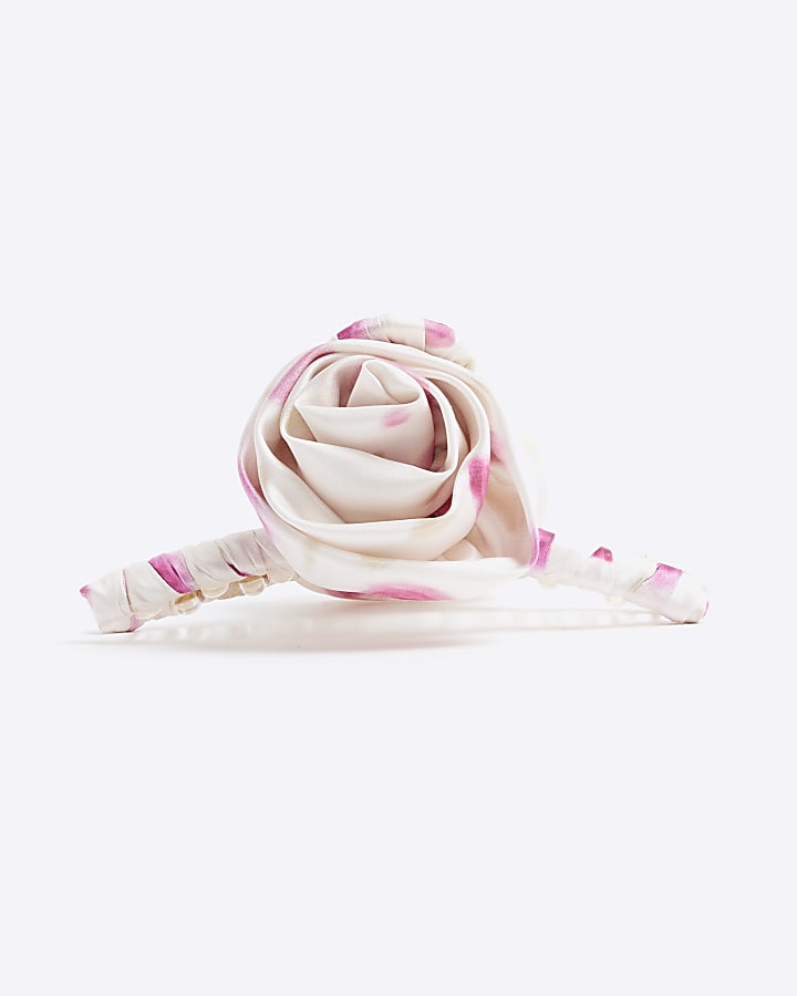 Pink Flower Claw Hair Clip