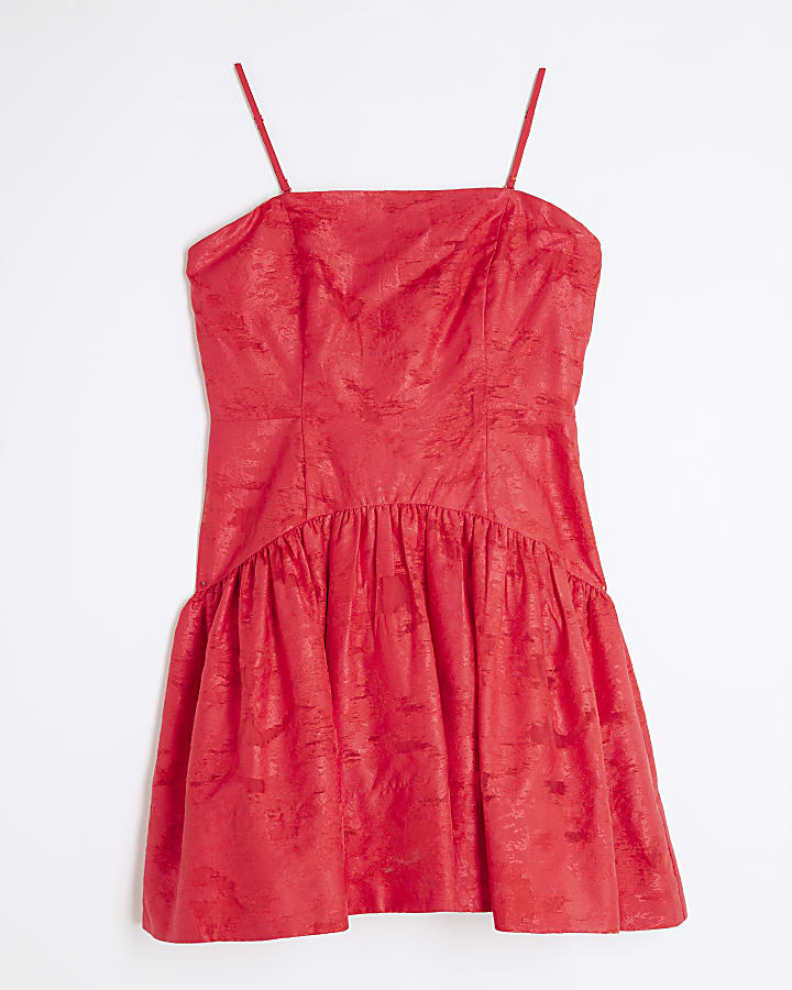 Red Sleeveless Bandeau Mini Dress