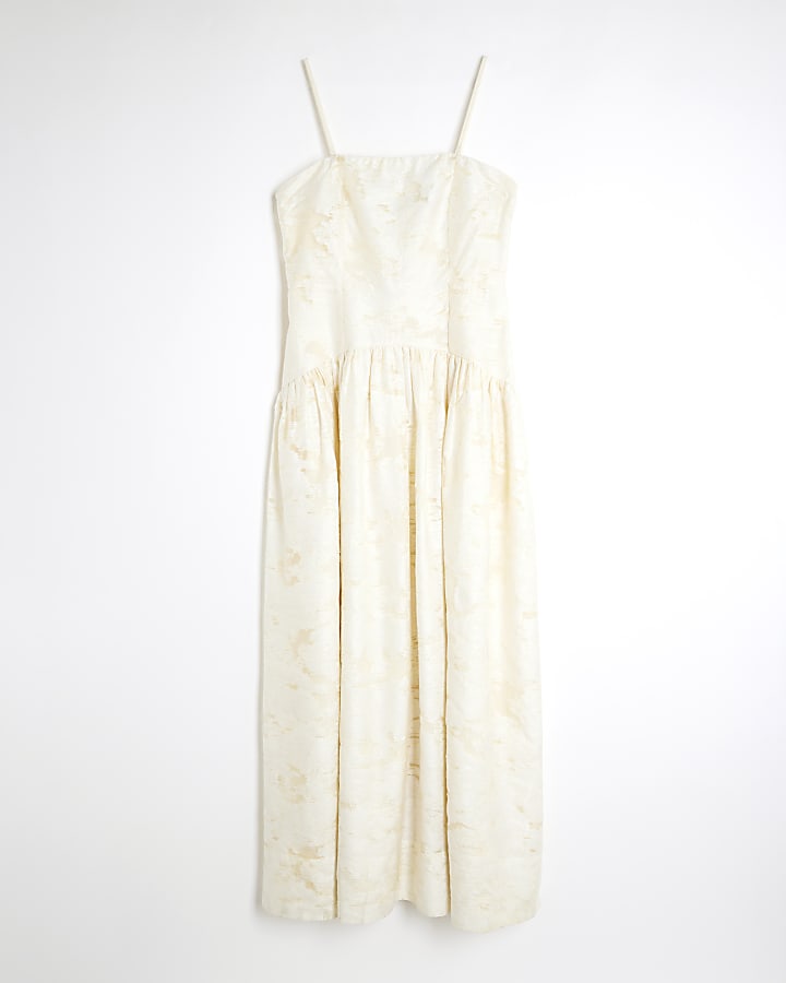 Cream Sleeveless Bandeau Midi Dress