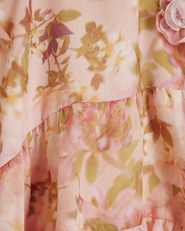 Pink 3D Floral Mini Dress