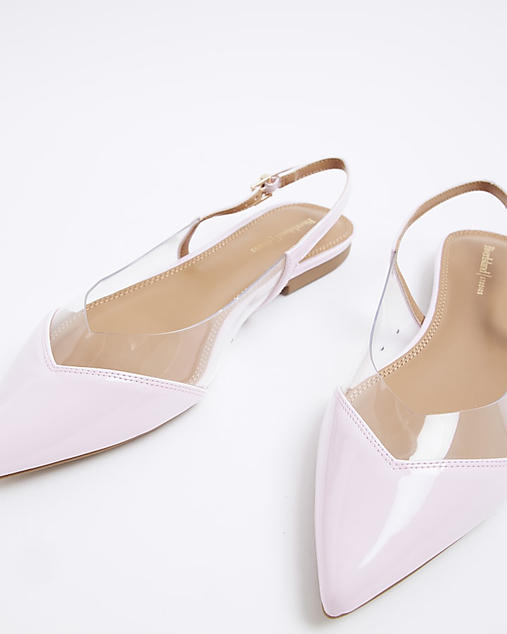 Pink Perspex Patent Pointed Flat Shoes