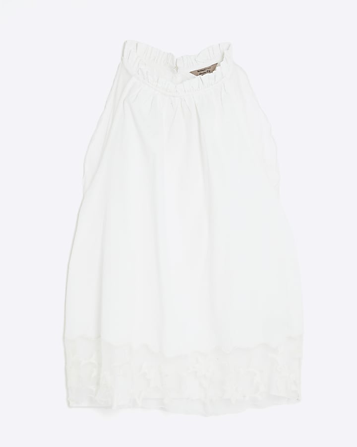 Cream Sleeveless Lace Hem Cami Top