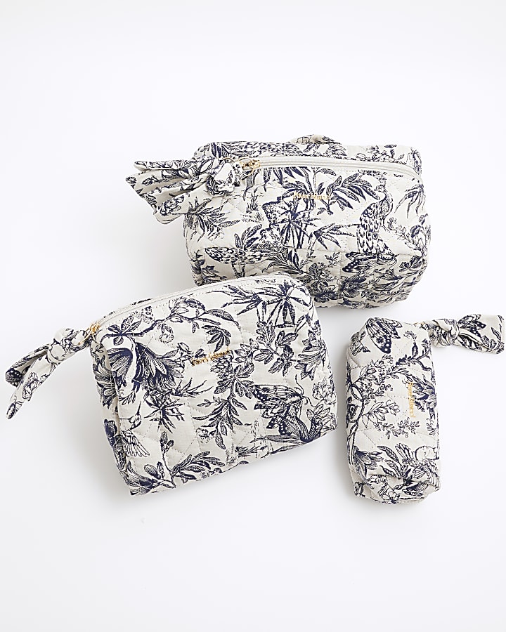 Blue Floral Make Up Bag Bundle