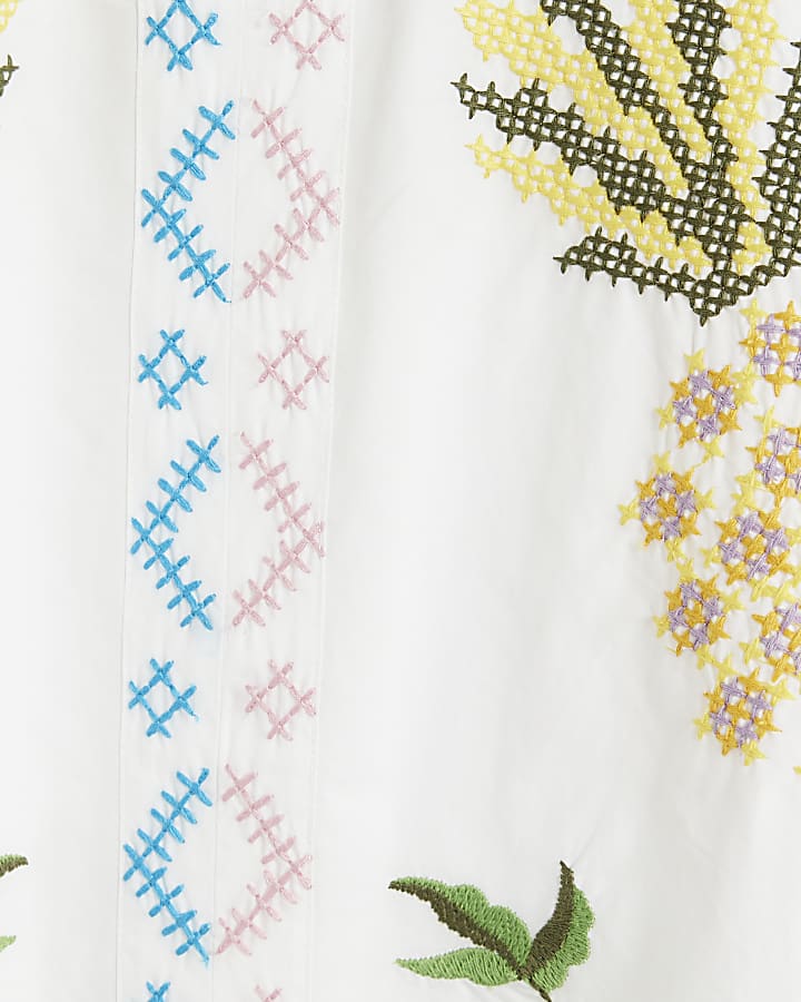 White Embroidered Mini Shift Dress