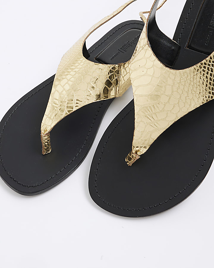 Gold Croc Strappy Sandals