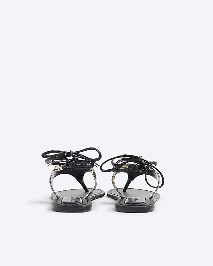 Black Zebra Print Strappy Sandals