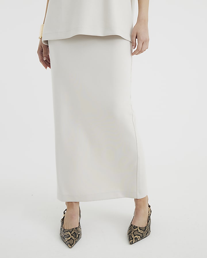 Cream Premium Sculpted Maxi Skirt