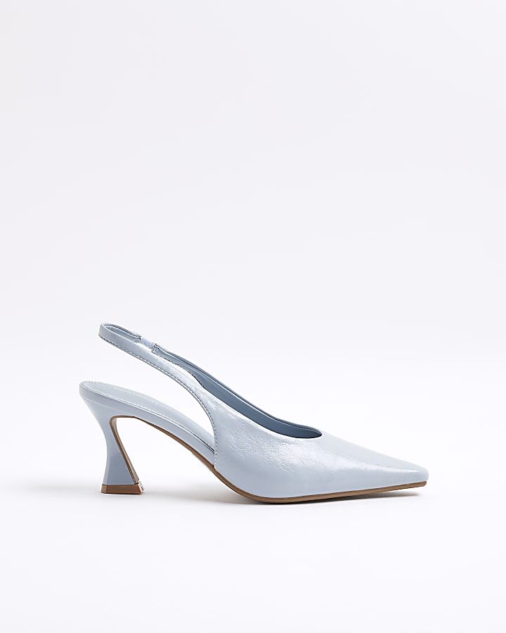 Blue Wide Fit Pointed Toe Court Heels