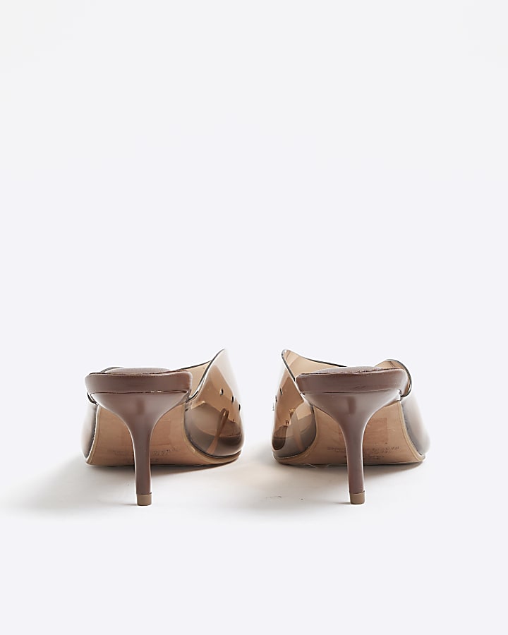 Brown Perspex Mule Court Heels