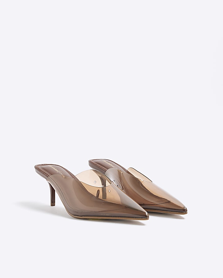 Brown Perspex Mule Court Heels