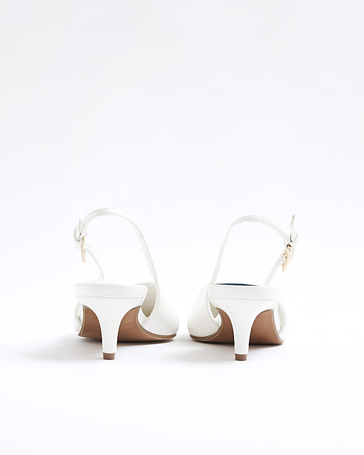 White Sling Back Court Heels