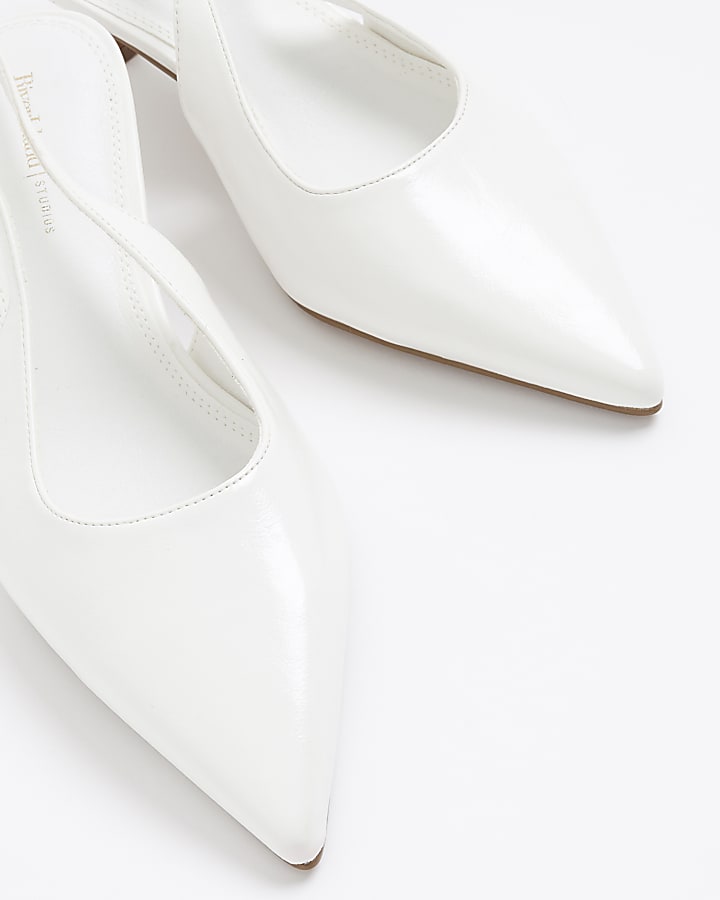 White Sling Back Court Heels