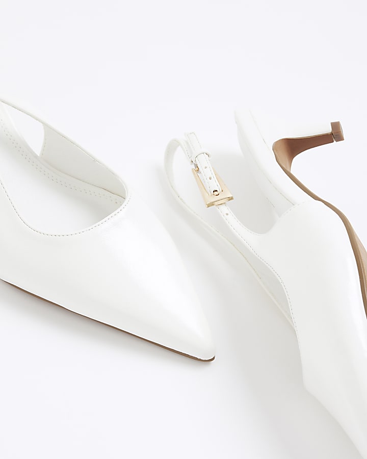 White Sling Back Court Heels