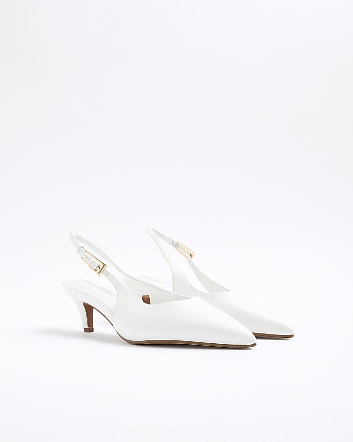 White Sling Back Court Heels