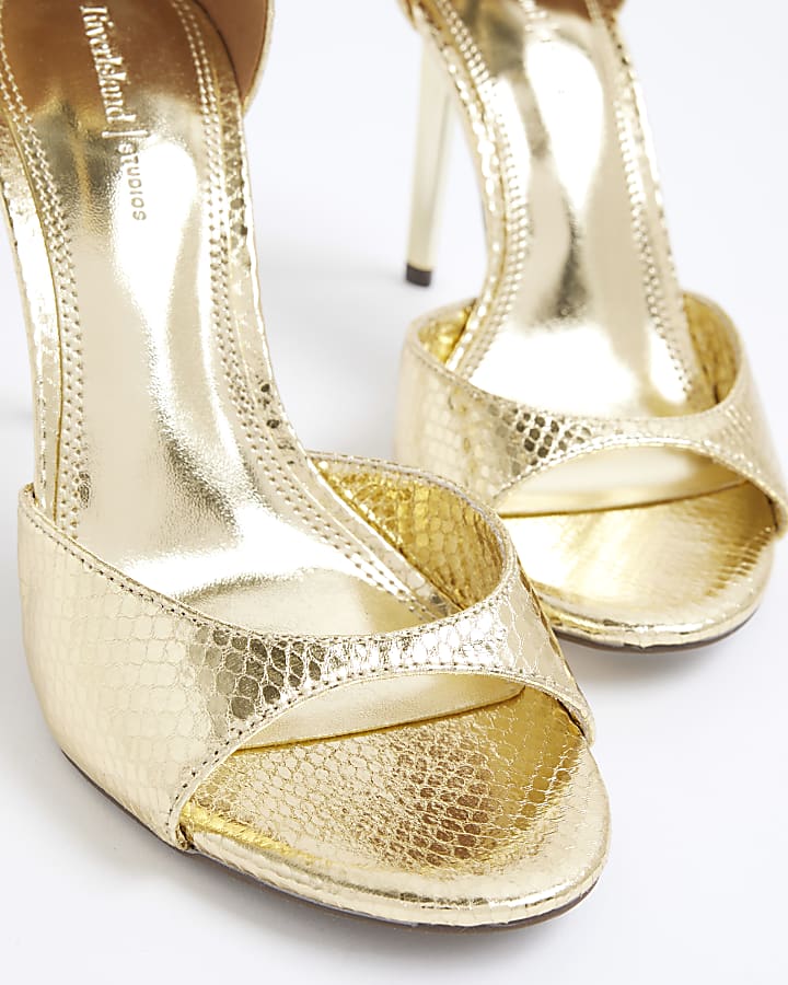 Gold Wide Fit Closed Back Open Toe Heels