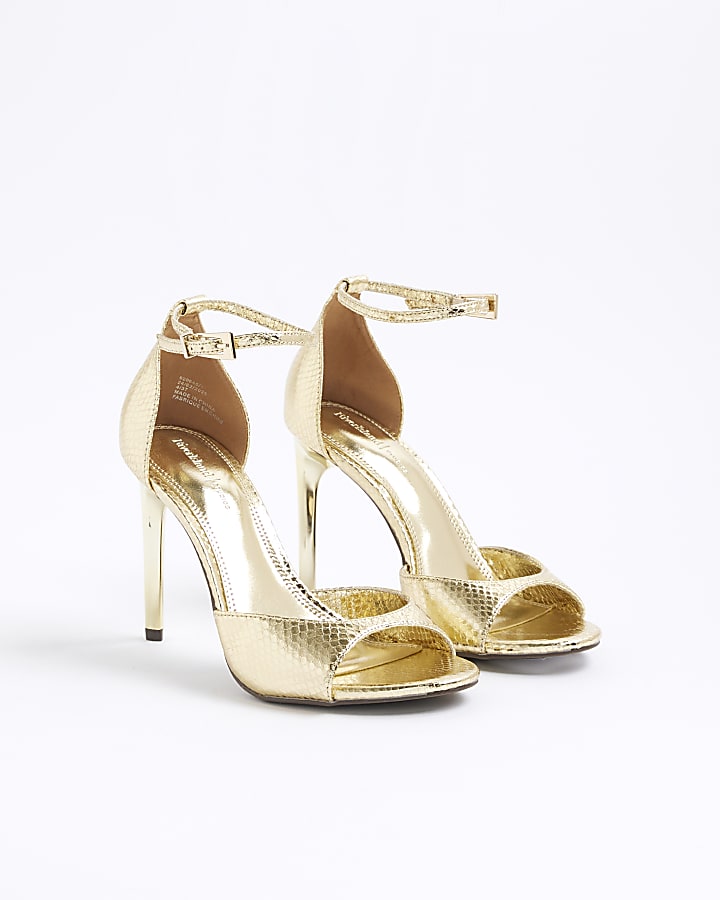 Gold Wide Fit Closed Back Open Toe Heels