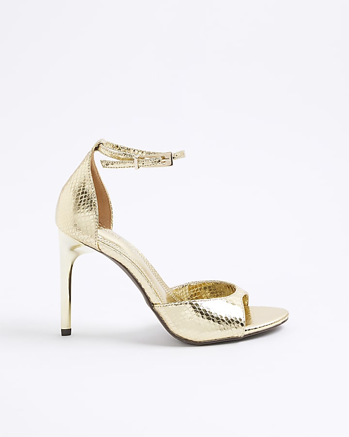 Gold Wide Fit Closed Back Open Toe Heels