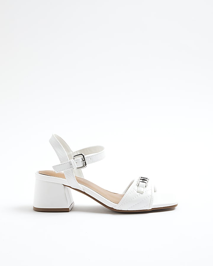 White Wide Fit Snaffle Block Heel Sandals