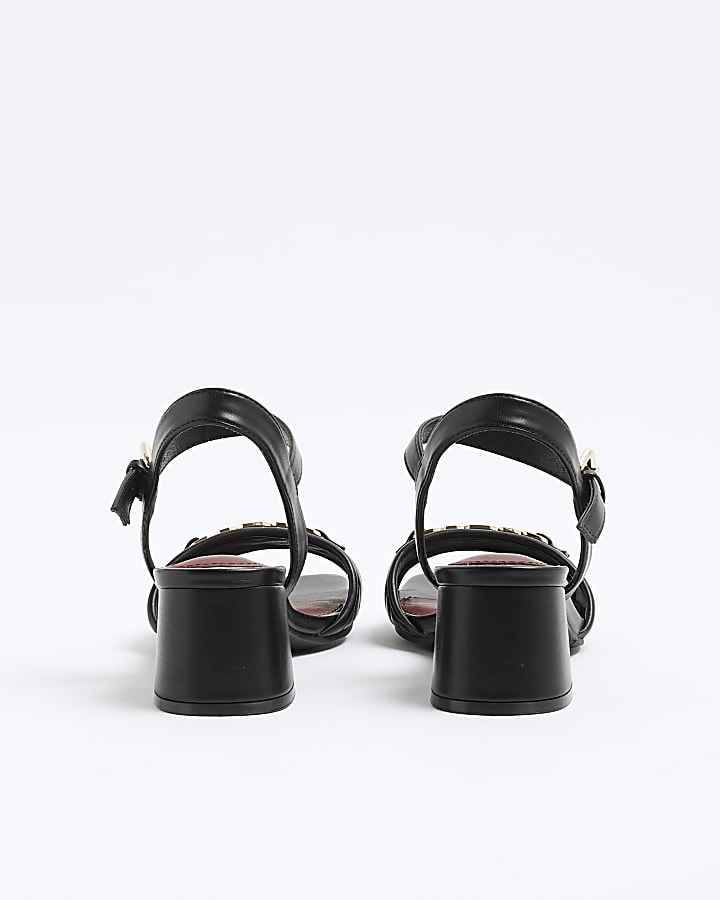 Black Wide Fit Snaffle Block Heel Sandals