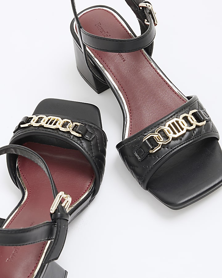 Black Wide Fit Snaffle Block Heel Sandals