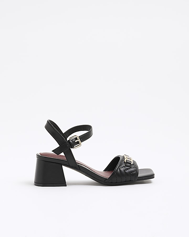 Black Wide Fit Snaffle Block Heel Sandals