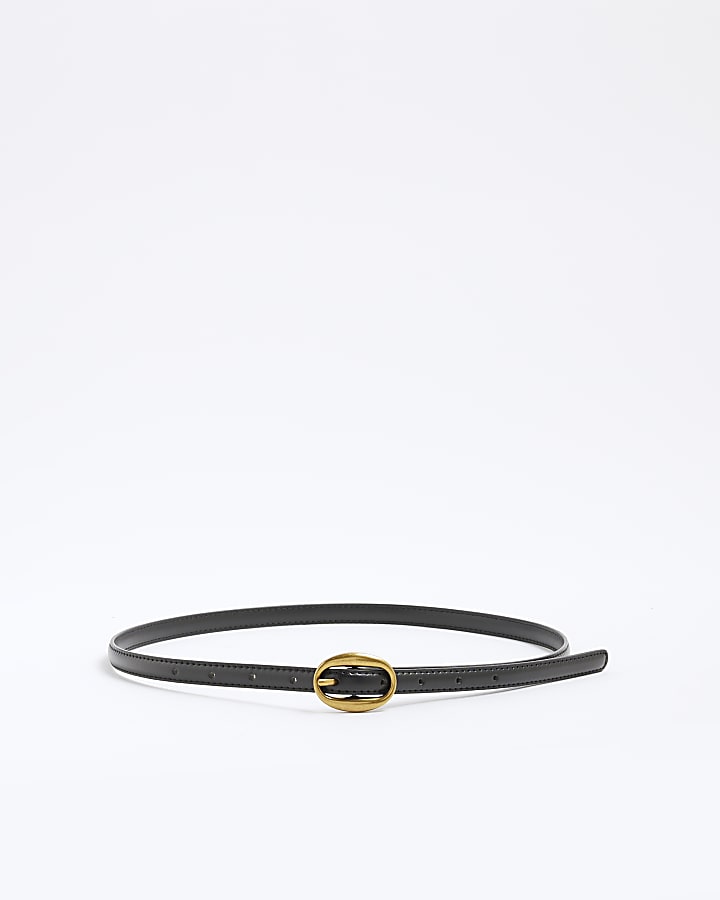 Black Bubble Buckle Skinny Belt