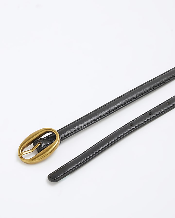 Black Bubble Buckle Skinny Belt