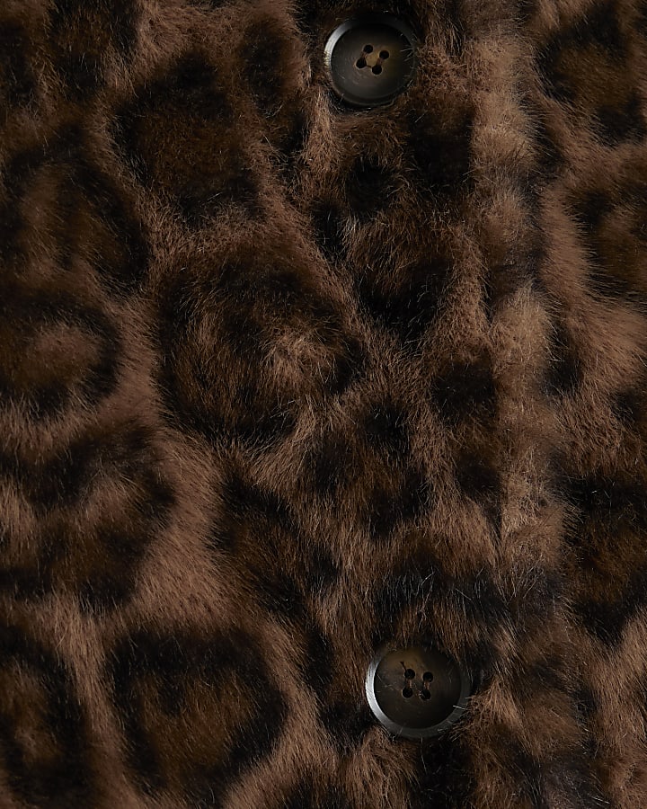 Brown Faux Fur Leopard Print Coat