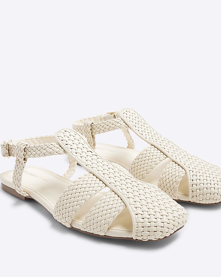 Cream Wide Fit Woven Sandals